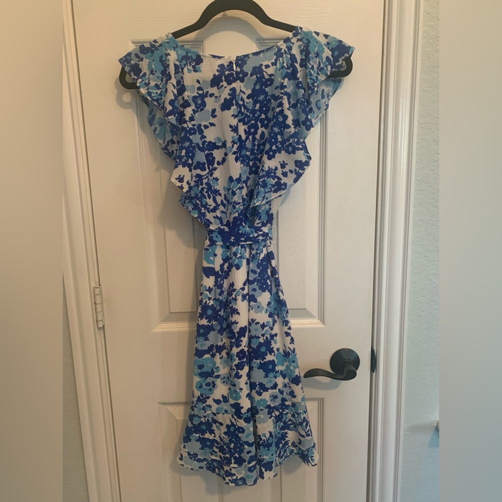 Blue floral tie dress